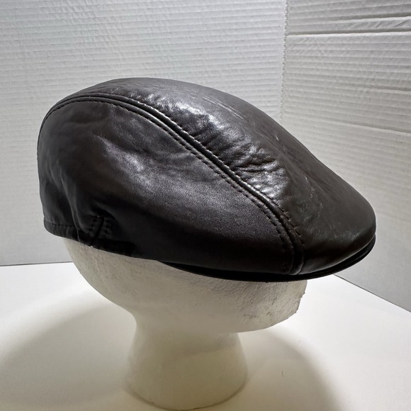Vintage Genuine Leather‎ Newsboy Hat KOT Leather Fashions Made In Argentina M - Picture 3 of 7